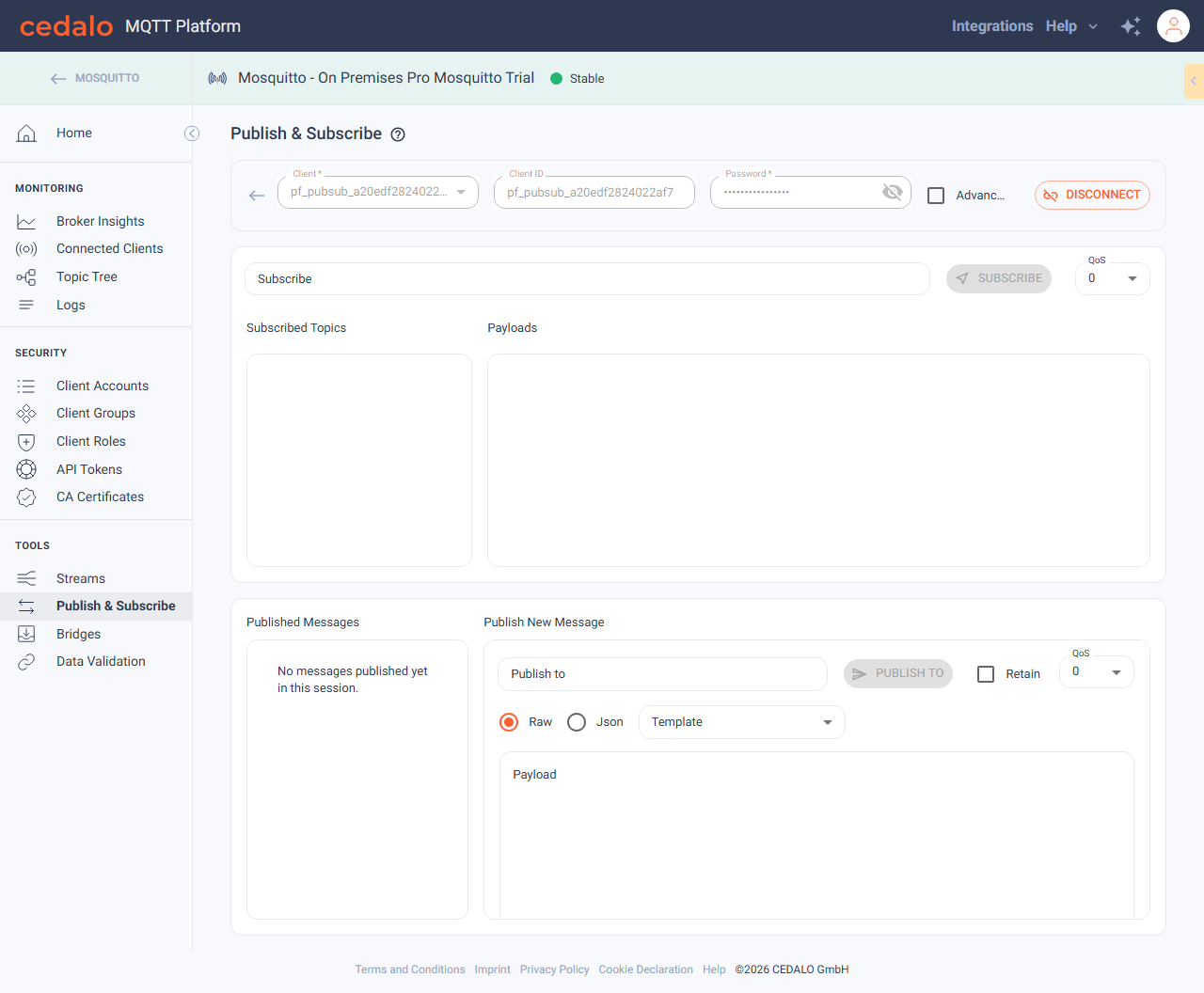 Connected temporary client